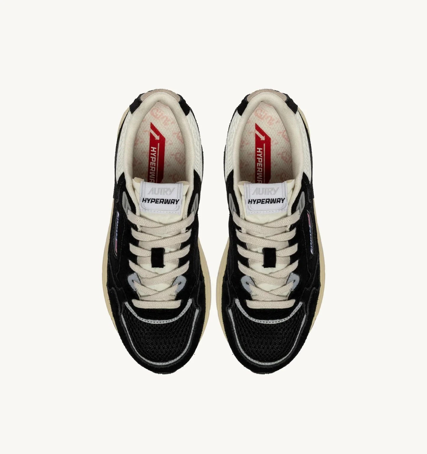 BASKETS HYPERWAY EN MESH ET DAIM NOIR ET ARGENT