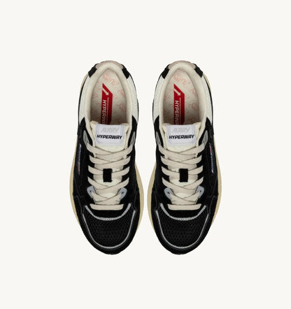 BASKETS HYPERWAY EN MESH ET DAIM NOIR ET ARGENT