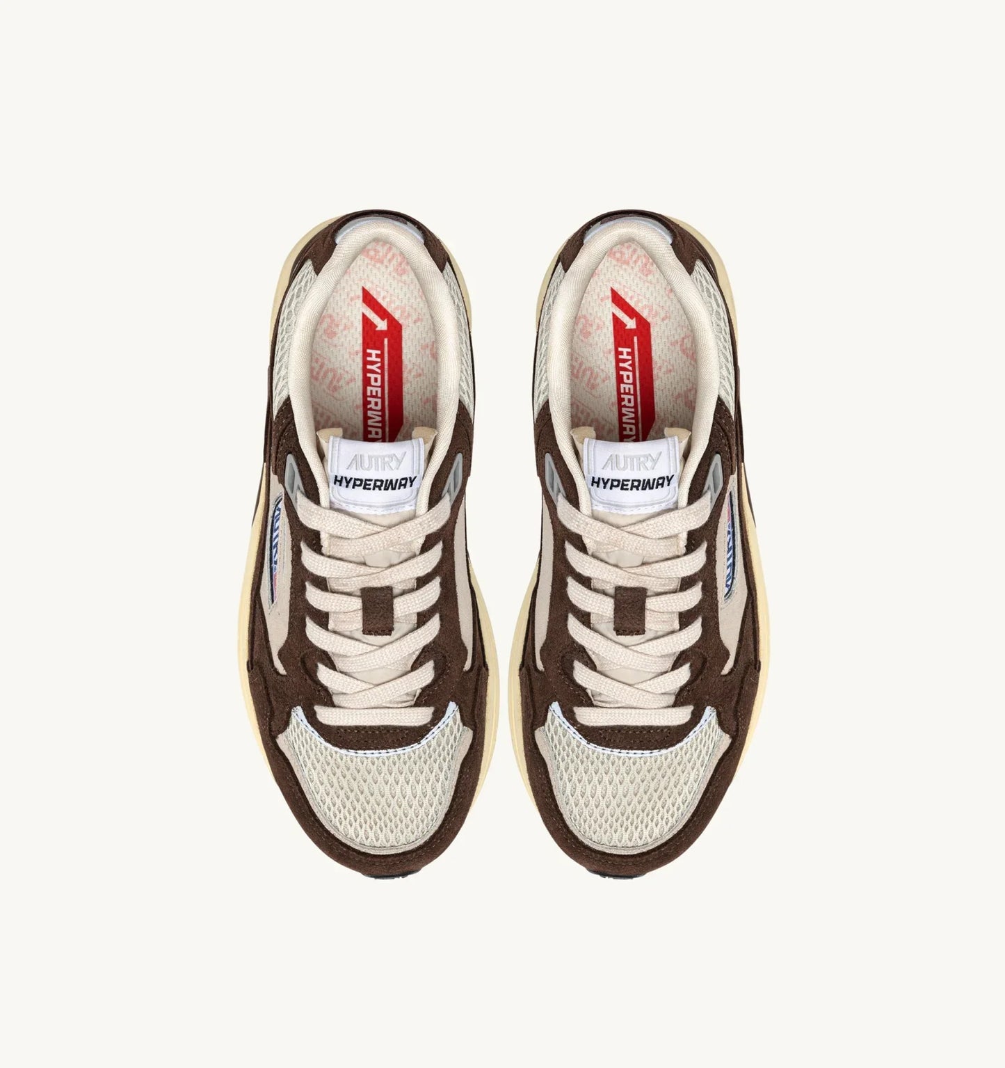 BASKETS HYPERWAY EN MESH ET DAIM SAND ET COTTO
