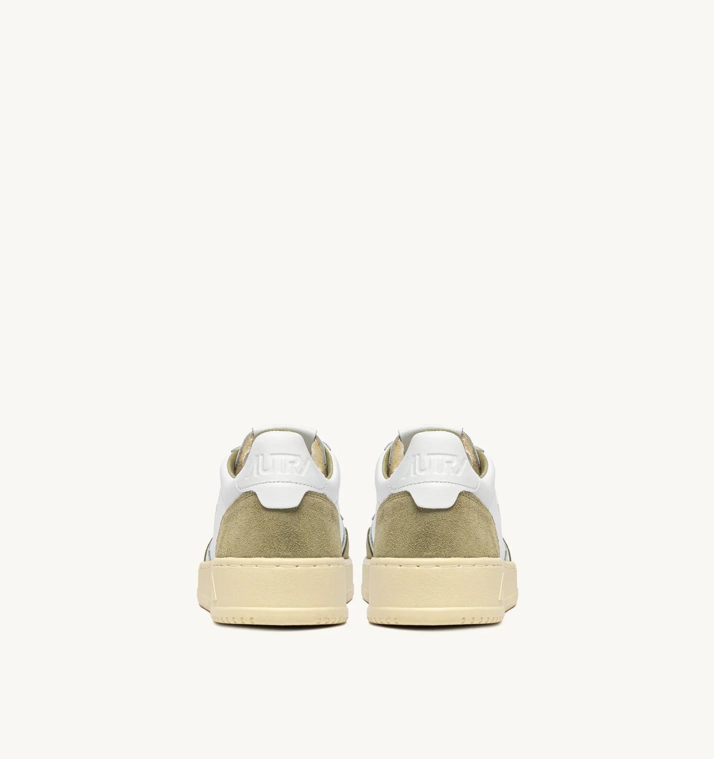 BASKETS MEDALIST LOW EN CUIR BLANC ET DAIM GRAY GREEN